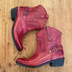 Franco sarto 8 1/2 red leather cowgirl boots
